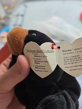 Ty Black and Brown Plush Dog Beanie Baby with Heart Tag